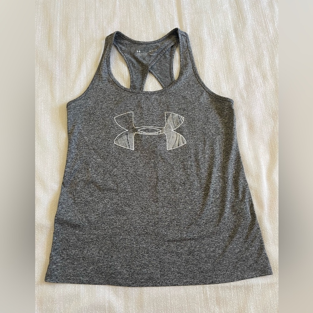 Under Armour Women's Heather Heat Gear Gray Tank Top Size M Sleeveless